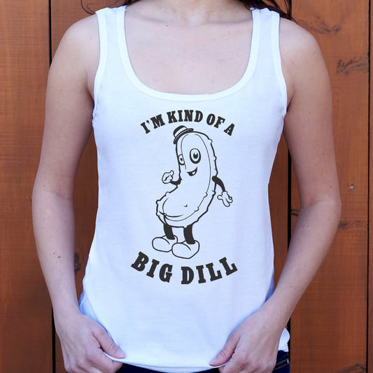 Kind Of A Big Dill Cartoon Pickle Pun graphic Women's Tank Top in Snow