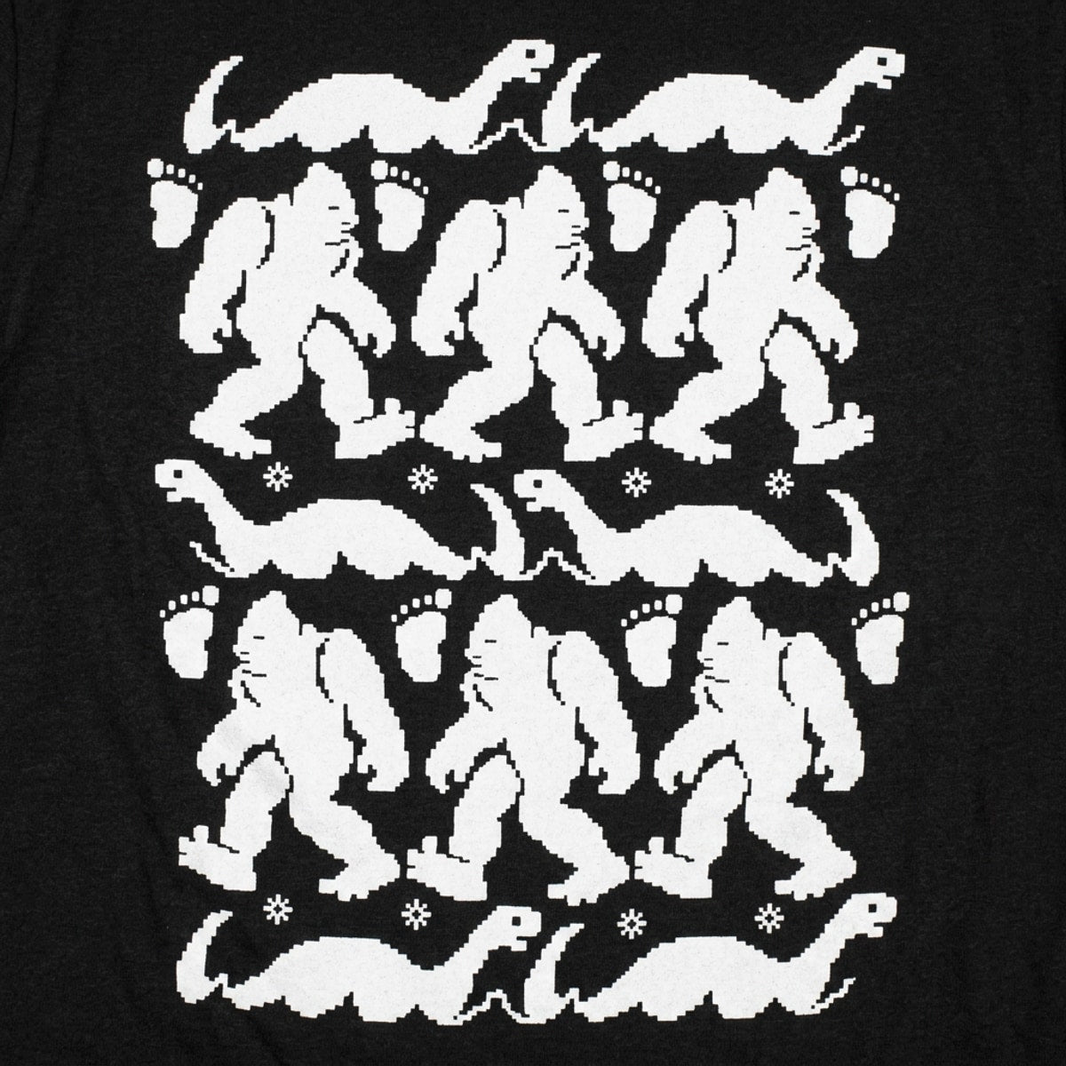 Bigfoot & Nessie Ugly Christmas Sweater Pattern detail
