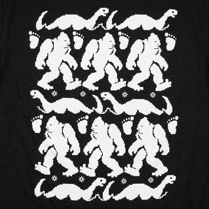 Bigfoot & Nessie Ugly Christmas Sweater Pattern detail