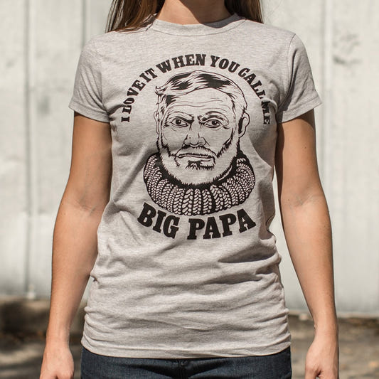 Big Papa Ernest Hemingway Portrait graphic Women's T-Shirt in Gray Granite