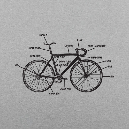 Bike Anatomy Diagram Fixed Gear Bicycle Parts Chart graphic tee design