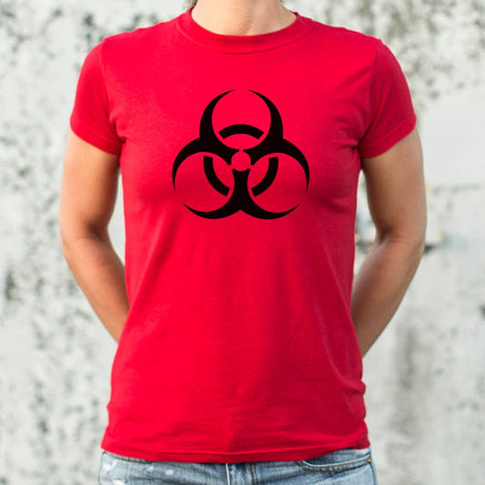 Biohazard Symbol Warning Sign graphic Women's T-Shirt in Deep Red