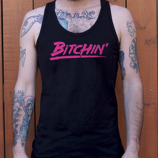 Bitchin' Retro 80s Slang Graphic Men's Tank Top in Black