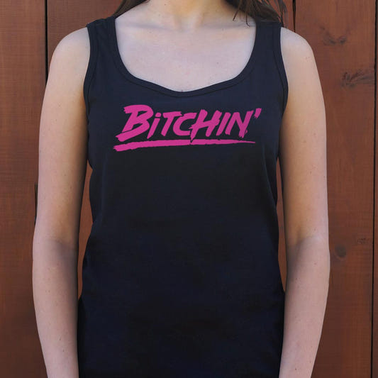 Bitchin' Retro 80s Slang Graphic Women's Tank Top in Midnight
