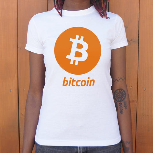 Bitcoin Cryptocurrency Coin Logo graphic Women's T-Shirt in Snow