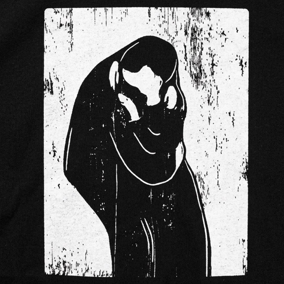 The Kiss Edvard Munch Woodcut Print detail