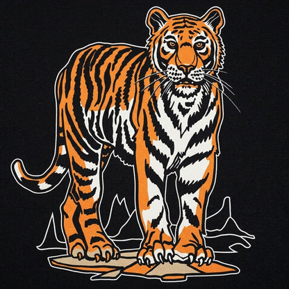 Tiger Standing on Mountain Ridge detail