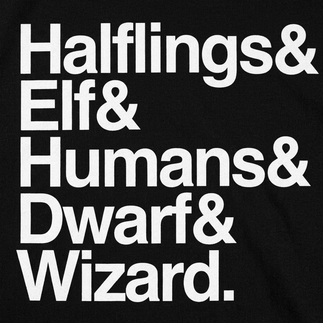 The Fellowship of Halflings, Elves, Humans, Dwarves and Wizards detail