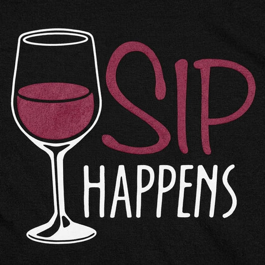 Sip Happens Wine Glass Pun detail
