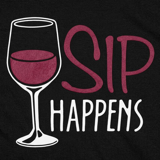 Sip Happens Wine Glass Pun detail