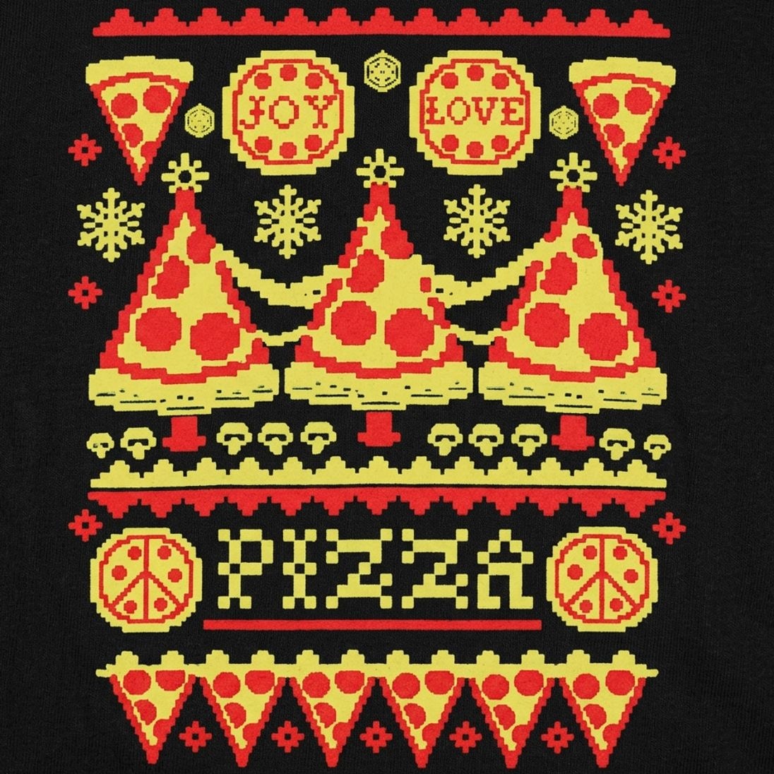Ugly Pizza Christmas Sweater Pattern detail
