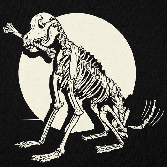 Skeleton Dog Chewing Bone Graphic detail
