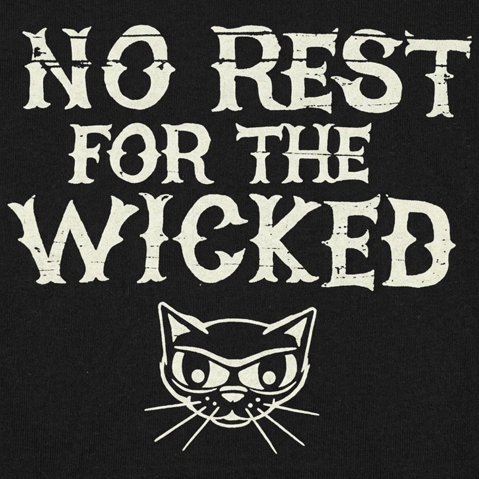 No Rest For The Wicked Sly Cat Design detail