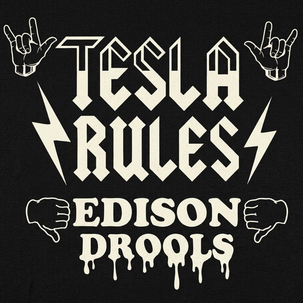 Tesla Rules Edison Drools Rock Star Electricity Rivalry detail