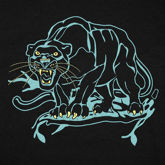 Black Panther Roaring in Classic Tattoo Art Style detail