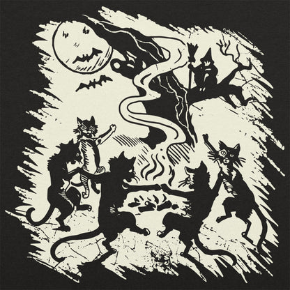 Black Cat Dance Halloween Witch Bonfire