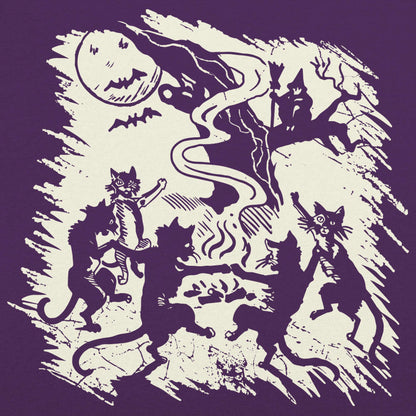 Black Cat Dance Halloween Witch Bonfire