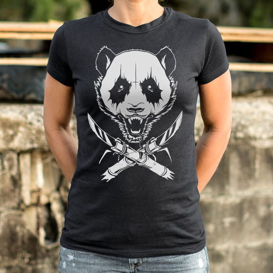 Black Metal Panda Graphic Women's T-Shirt in Midnight