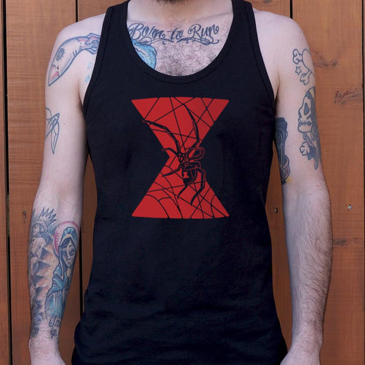 Black Widow Spider with Hourglass Web Design graphic Men's Tank Top in Black