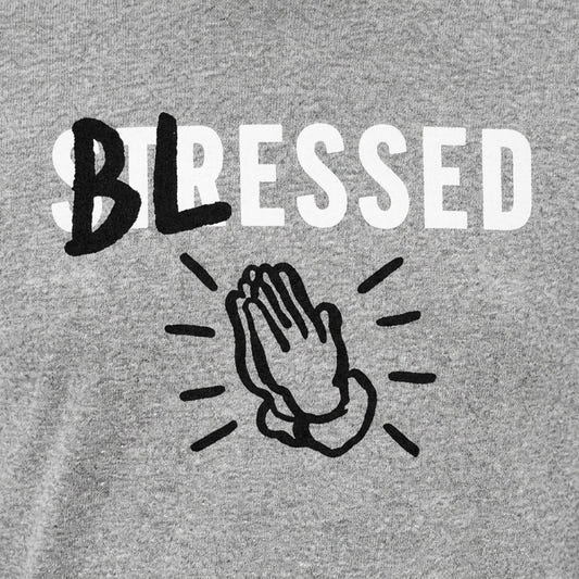 Blessed Not Stressed with Praying Hands detail