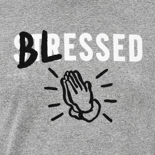 Blessed Not Stressed with Praying Hands detail