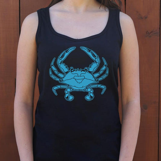 Blue Crab Illustration graphic Women's Tank Top in Midnight