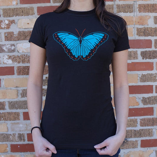 Blue Morpho Butterfly graphic Women's T-Shirt in Midnight
