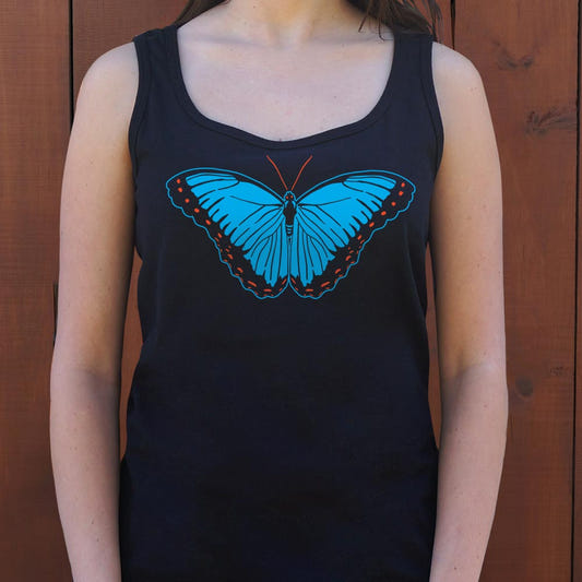 Blue Morpho Butterfly graphic Women's Tank Top in Midnight
