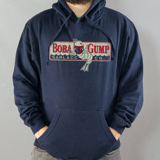 Boba Gump Shrimp Co Bounty Hunter Mashup graphic Hoodie in Navy Blue