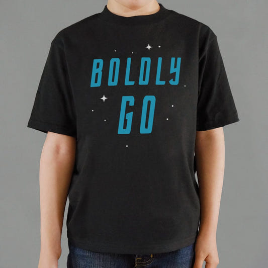 Boldly Go Space Explorer Graphic Kids T-Shirt in Black