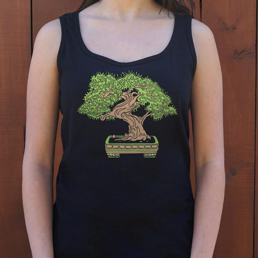 Bonsai Miniature Tree Graphic Women's Tank Top in Midnight