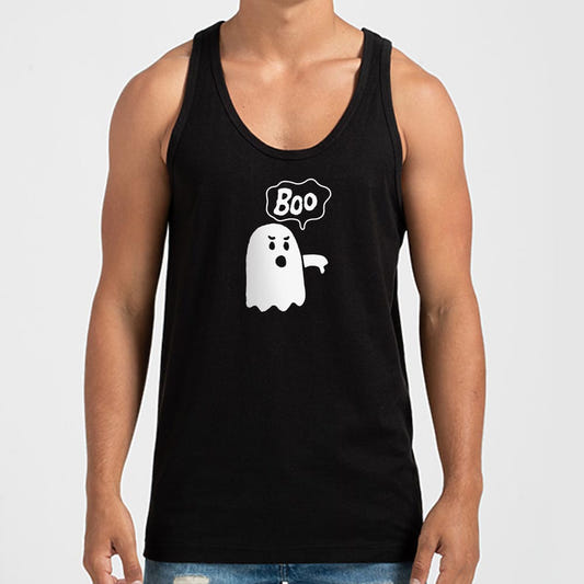 Boo Ghost Giving a Thumbs Down graphic Men's Tank Top in Black