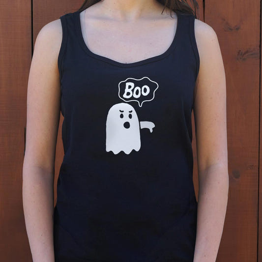 Boo Ghost Giving a Thumbs Down graphic Women's Tank Top in Midnight