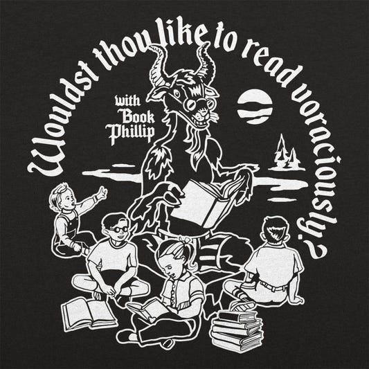 Book Phillip Horned Goat Reading Voraciously with Kids graphic tee design