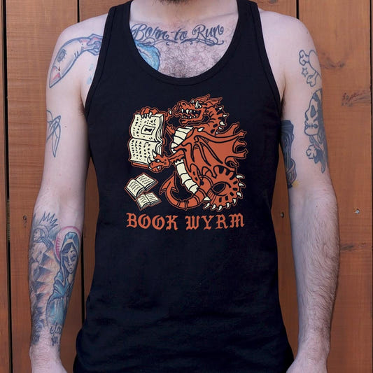 Book Wyrm Two Headed Dragon Reading Books graphic Men's Tank Top in Black