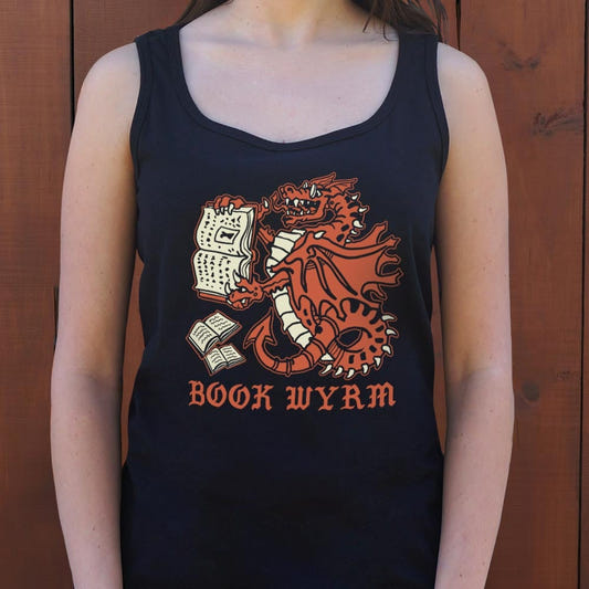 Book Wyrm Two Headed Dragon Reading Books graphic Women's Tank Top in Midnight