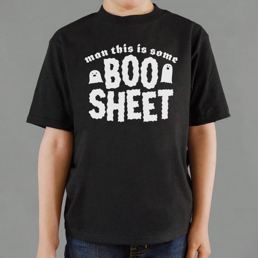 Man This is Some Boo Sheet Funny Ghost Pun graphic Kids T-Shirt in Black