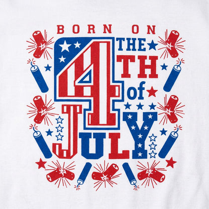 Born on the 4th of July with Fireworks and Stars detail