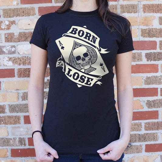 Born To Lose Skull Ace of Spades graphic Women's T-Shirt in Midnight