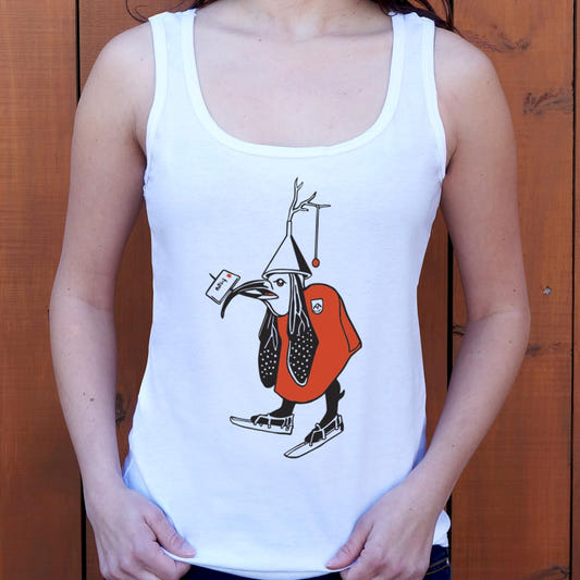 Hieronymus Bosch Bird Man on Ice Skates graphic Women's Tank Top in Snow