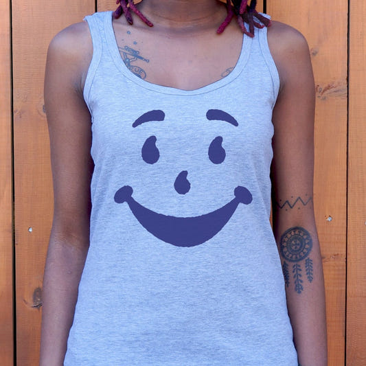 Brick Wall Bustin' Smiling Red Drink Pitcher graphic Women's Tank Top in Gray Granite