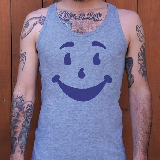 Brick Wall Bustin' Smiling Red Drink Pitcher graphic Men's Tank Top in Gray Heather