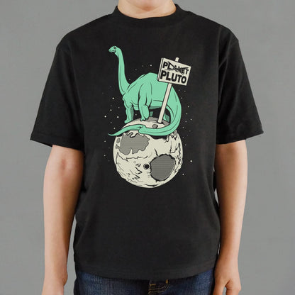 Brontosaurus On Pluto Holding a Planet Protest Sign