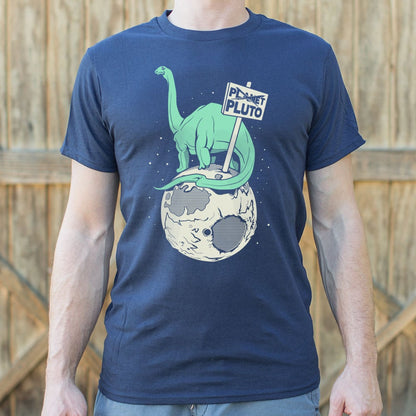 Brontosaurus On Pluto Holding a Planet Protest Sign