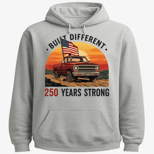 Built Different: 250 Years Strong-Hoodie-Gray Heather