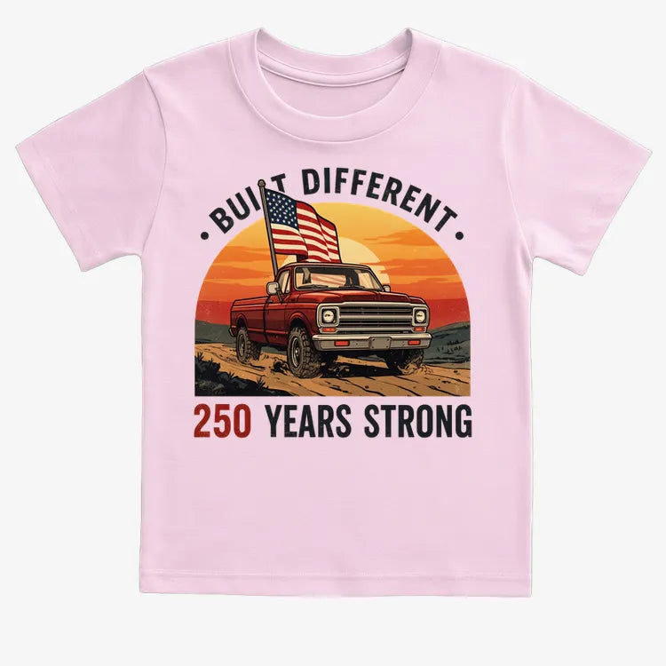 Built Different: 250 Years Strong-Kids T-Shirt-Pink
