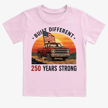 Built Different: 250 Years Strong-Kids T-Shirt-Pink