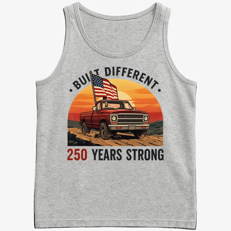 Built Different: 250 Years Strong-Men's Tank Top-Gray Heather