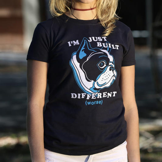 I'm Just Built Different Bulldog Frenchie Dog graphic Women's T-Shirt in Midnight