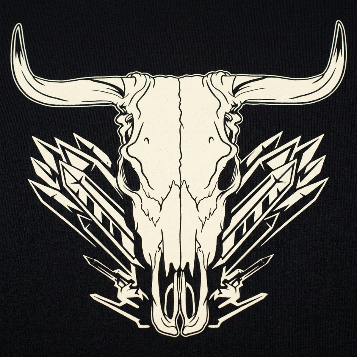 Bull Skull Western Tribal Feathers Graphic detail